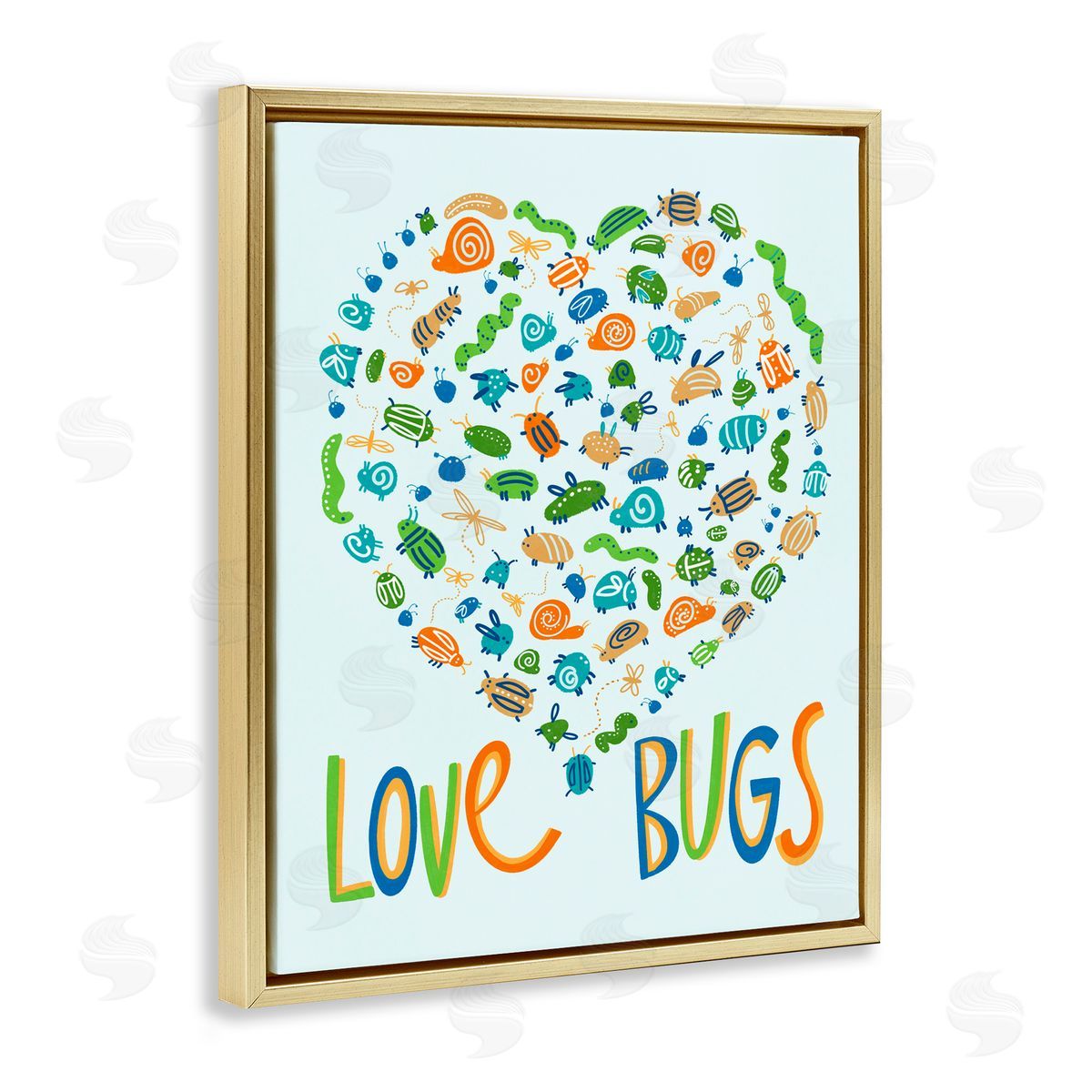 Connie Summers Love Bugs Heart Shape Gold Floating Frame Canvas Wall Art Print
