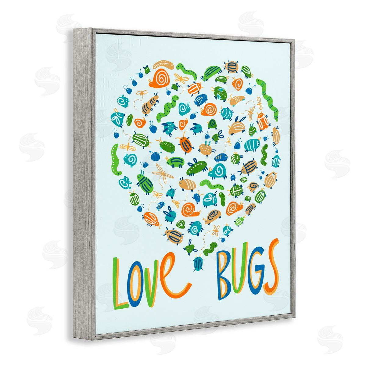 Connie Summers Love Bugs Heart Shape Gray Framed Giclee Wall Art Print