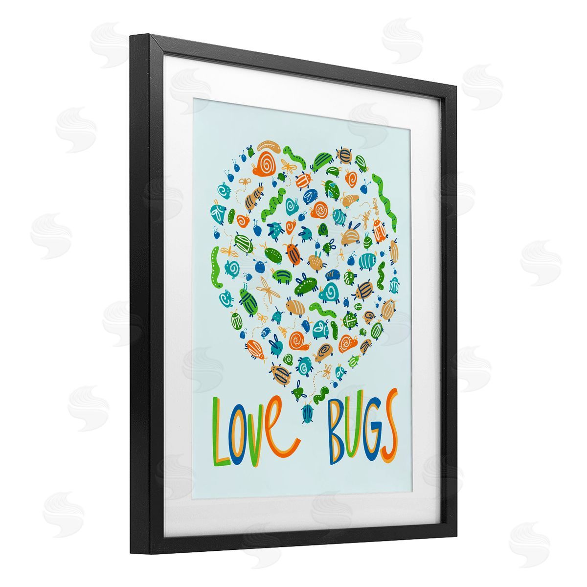 Connie Summers Love Bugs Heart Shape Black Framed Print Under Glass with White Mat Wall Art