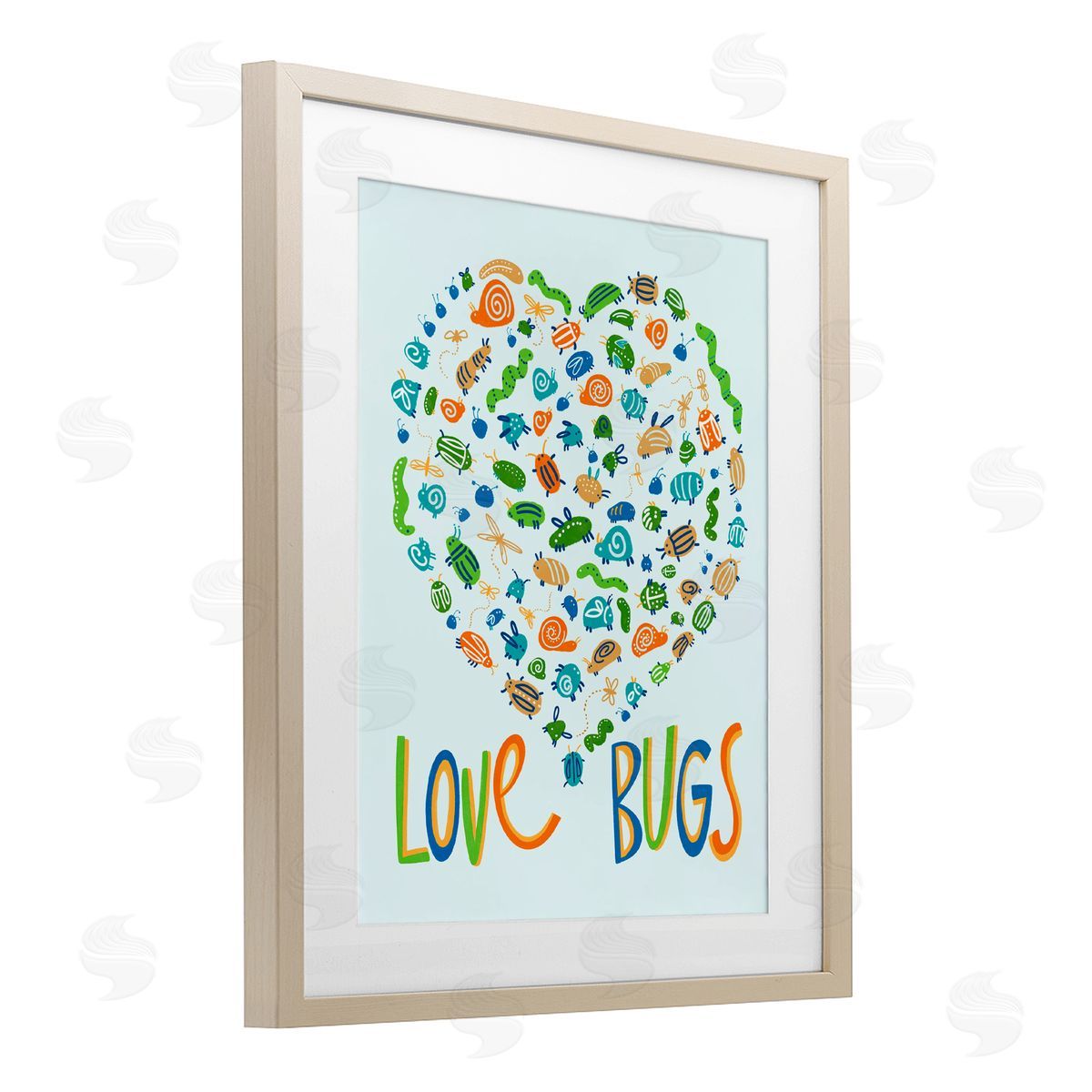 Connie Summers Love Bugs Heart Shape Birch Framed Print Under Glass with White Mat Wall Art