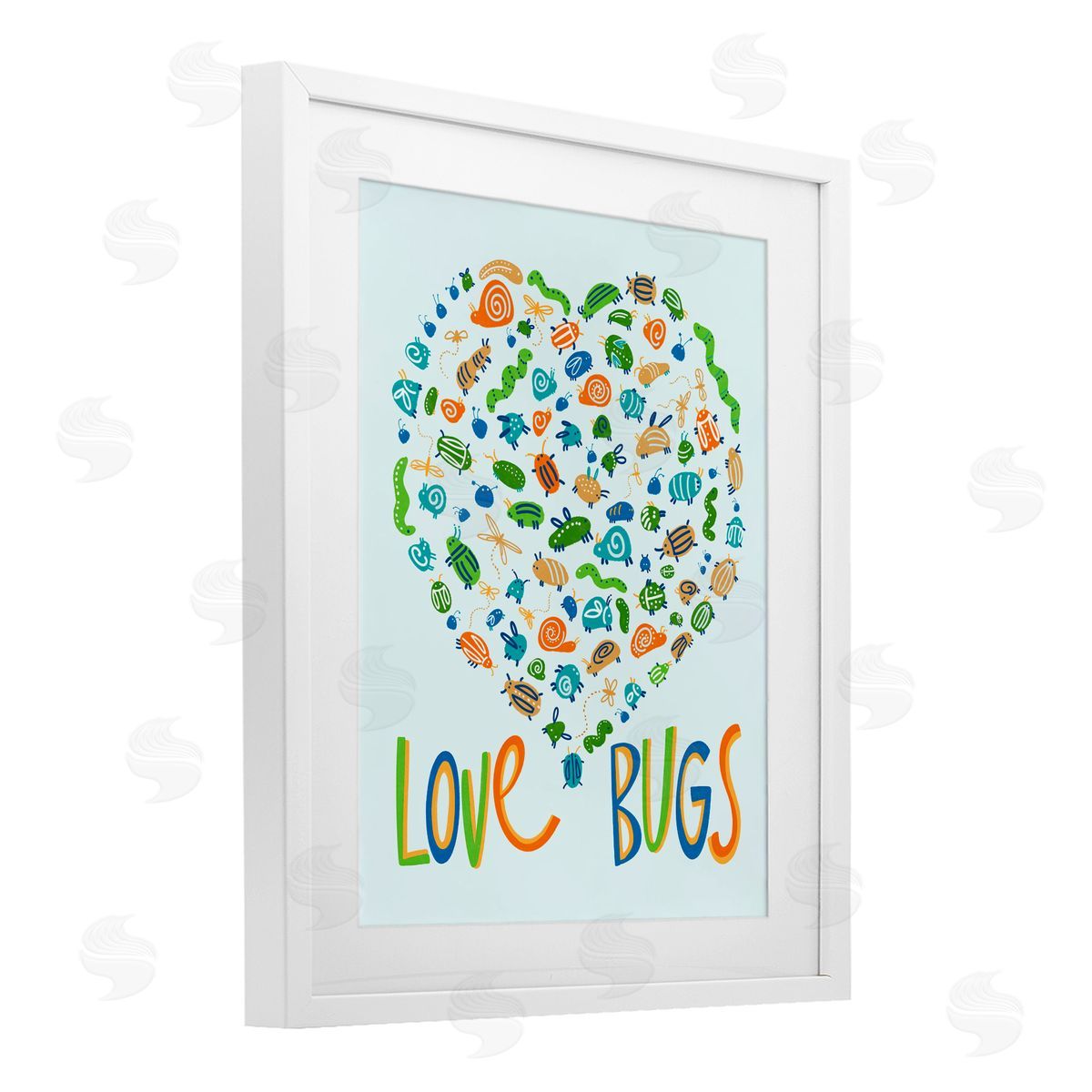 Connie Summers Love Bugs Heart Shape White Framed Print Under Glass with Mat Wall Art