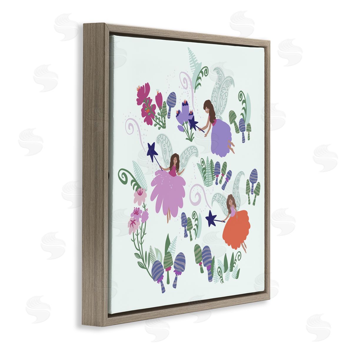 Connie Summers Mystical Fairies & Botanicals Brown Floating Frame Canvas Wall Art Print
