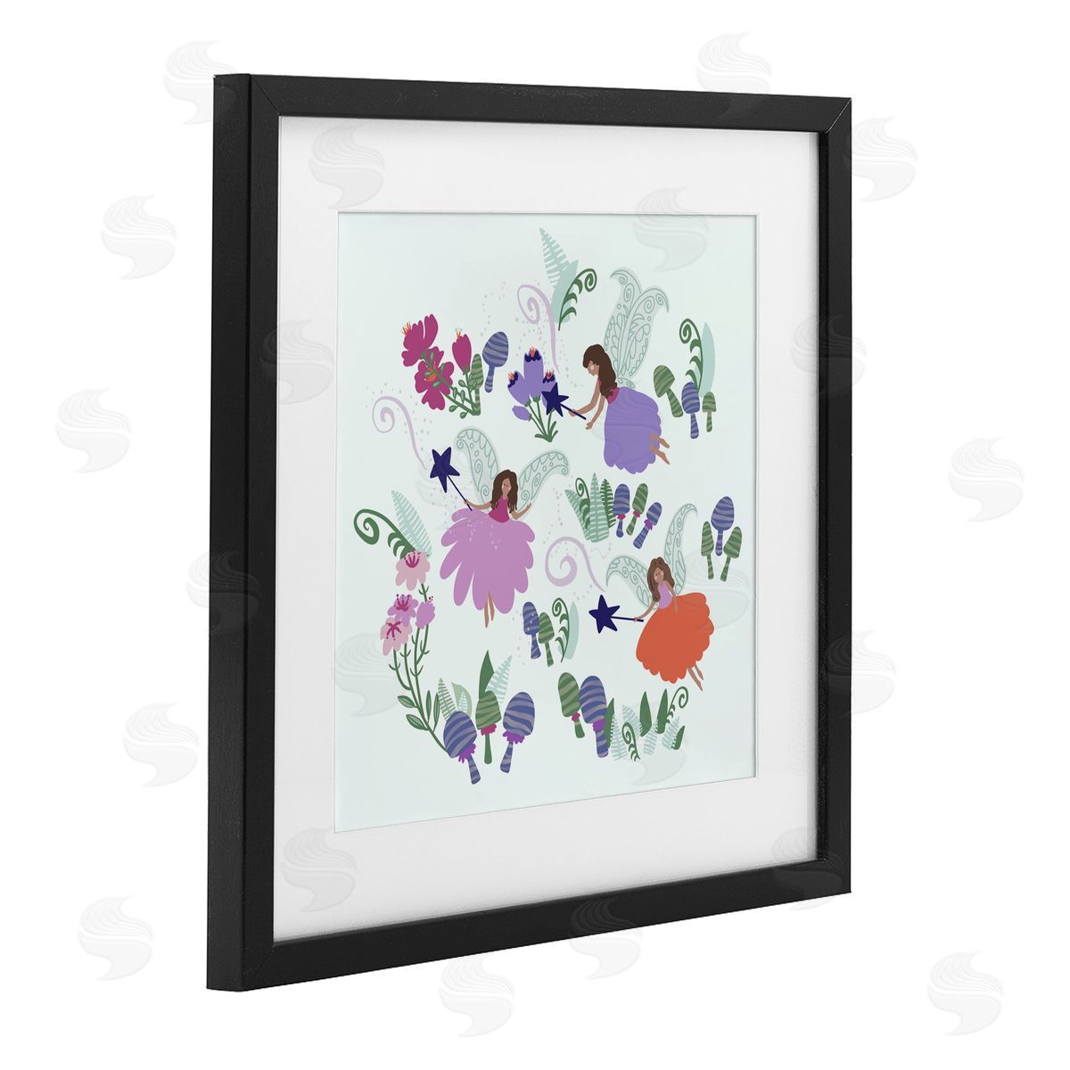 Connie Summers Mystical Fairies & Botanicals Black Framed Print Under Glass with White Mat Wall Art