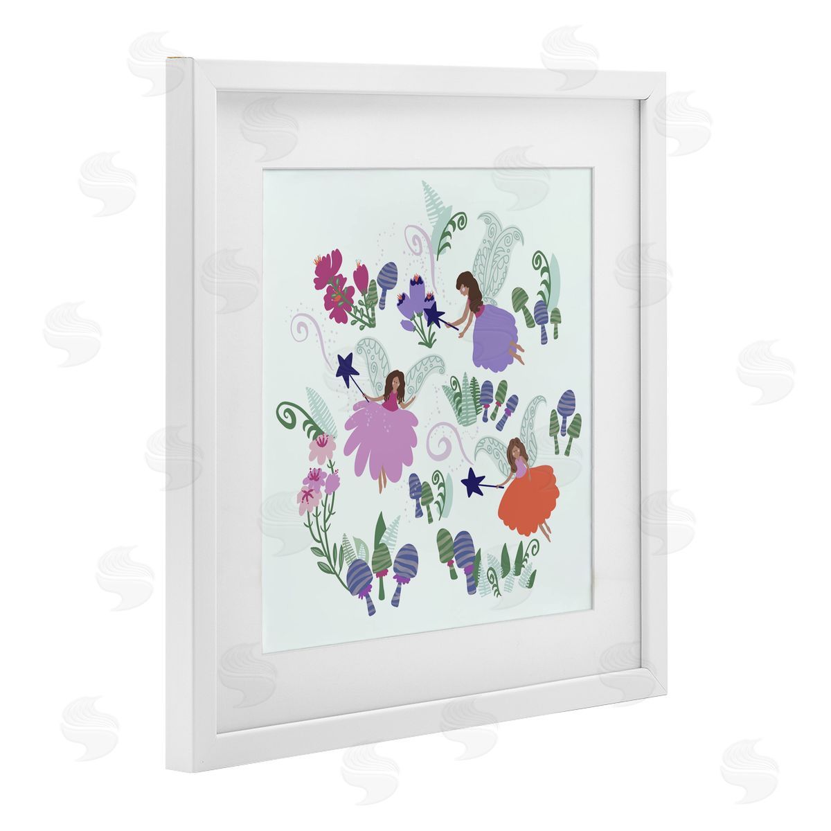 Connie Summers Mystical Fairies & Botanicals White Framed Print Under Glass with Mat Wall Art