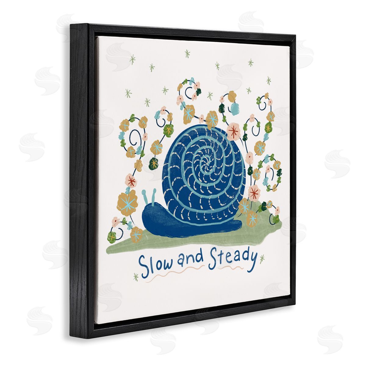 Connie Summers Slow And Steady Snail Black Floating Frame Canvas Wall Art Print
