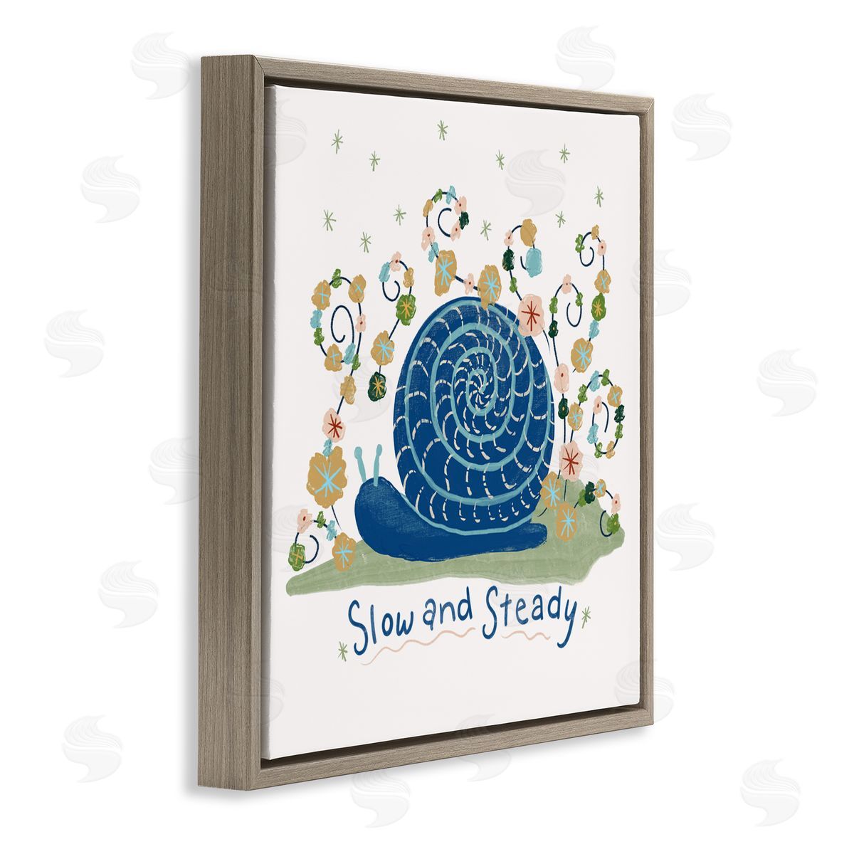 Connie Summers Slow And Steady Snail Brown Floating Frame Canvas Wall Art Print
