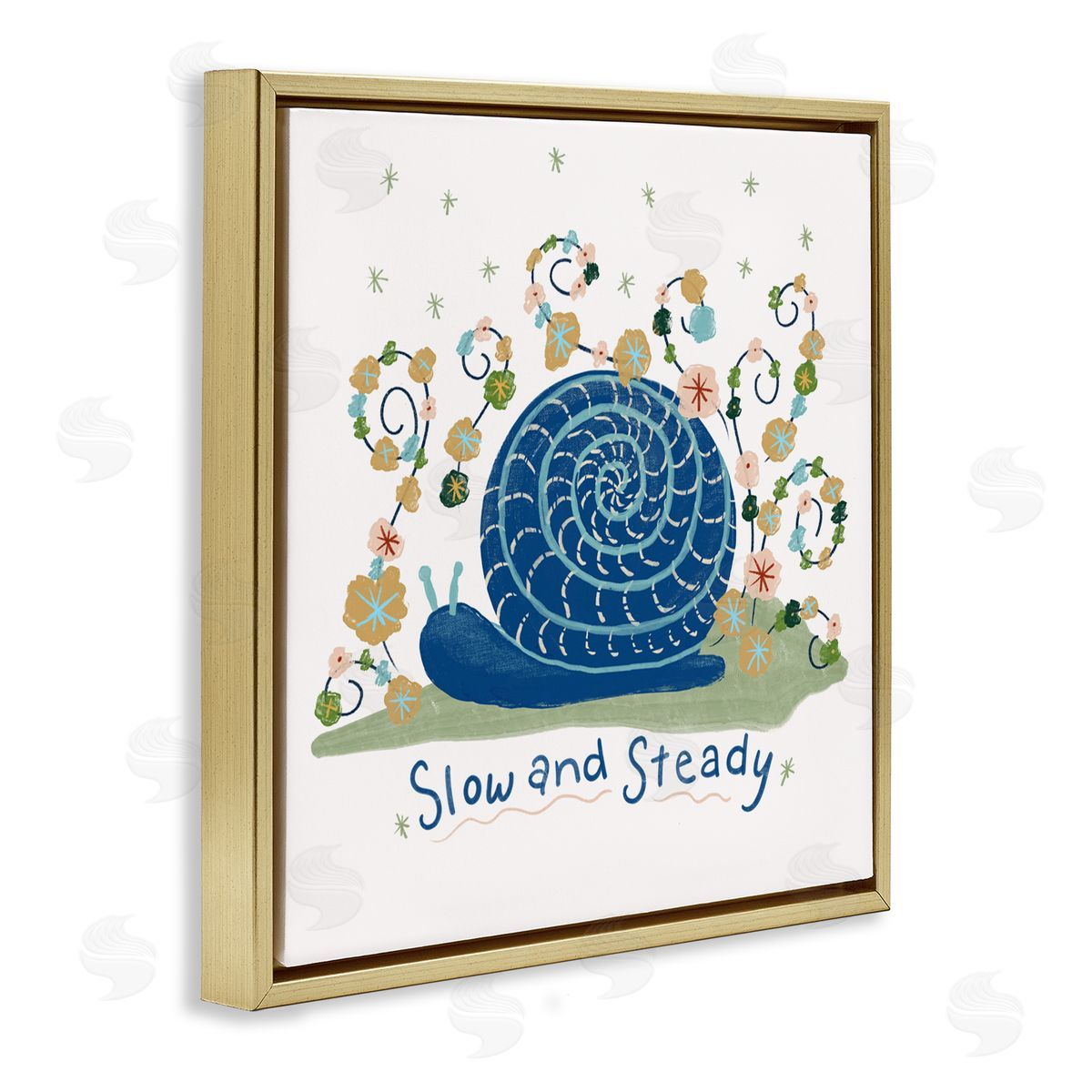 Connie Summers Slow And Steady Snail Gold Floating Frame Canvas Wall Art Print