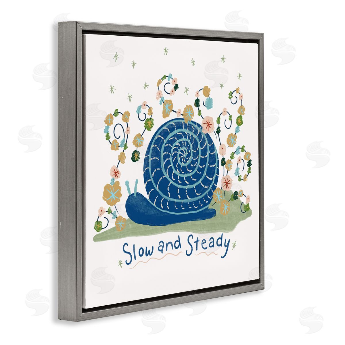 Connie Summers Slow And Steady Snail Gray Floating Frame Canvas Wall Art Print