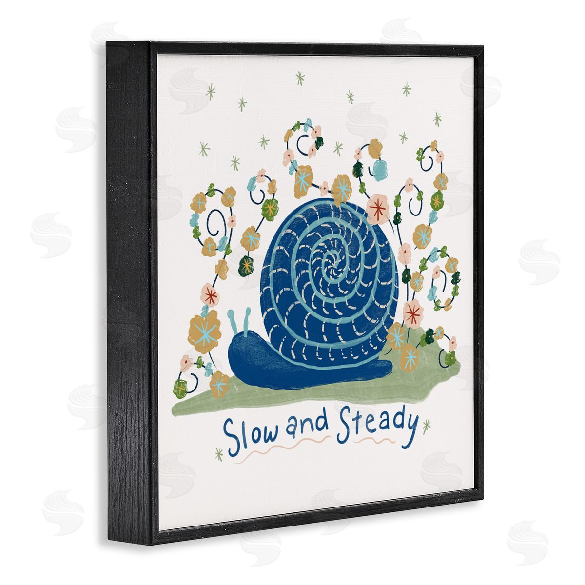 Connie Summers Slow And Steady Snail Black Framed Giclee Wall Art Print