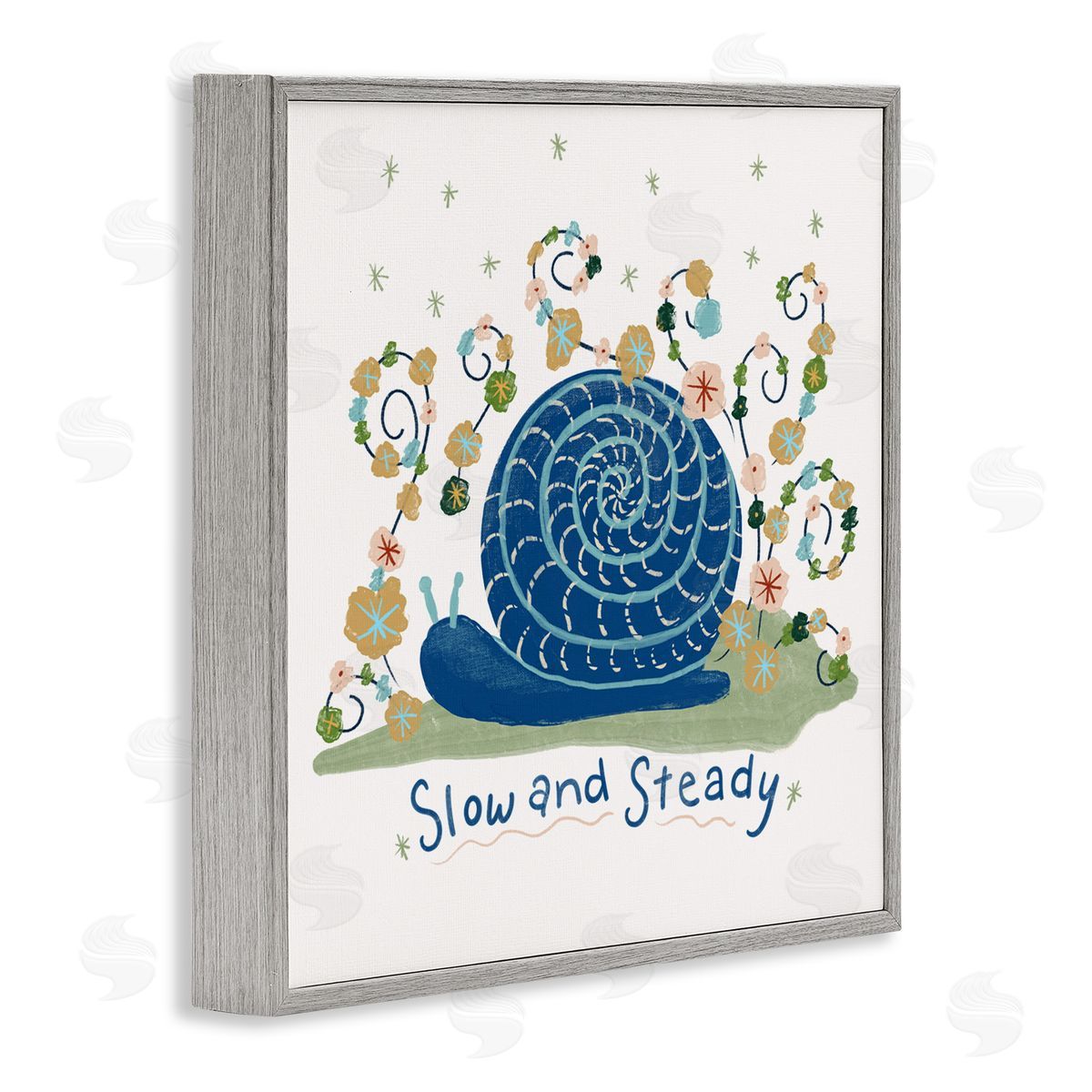Connie Summers Slow And Steady Snail Gray Framed Giclee Wall Art Print