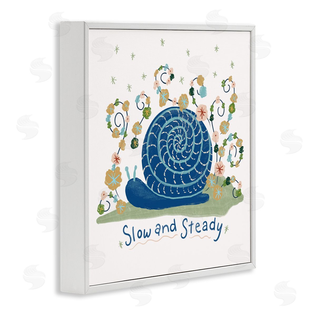 Connie Summers Slow And Steady Snail White Framed Giclee Wall Art Print