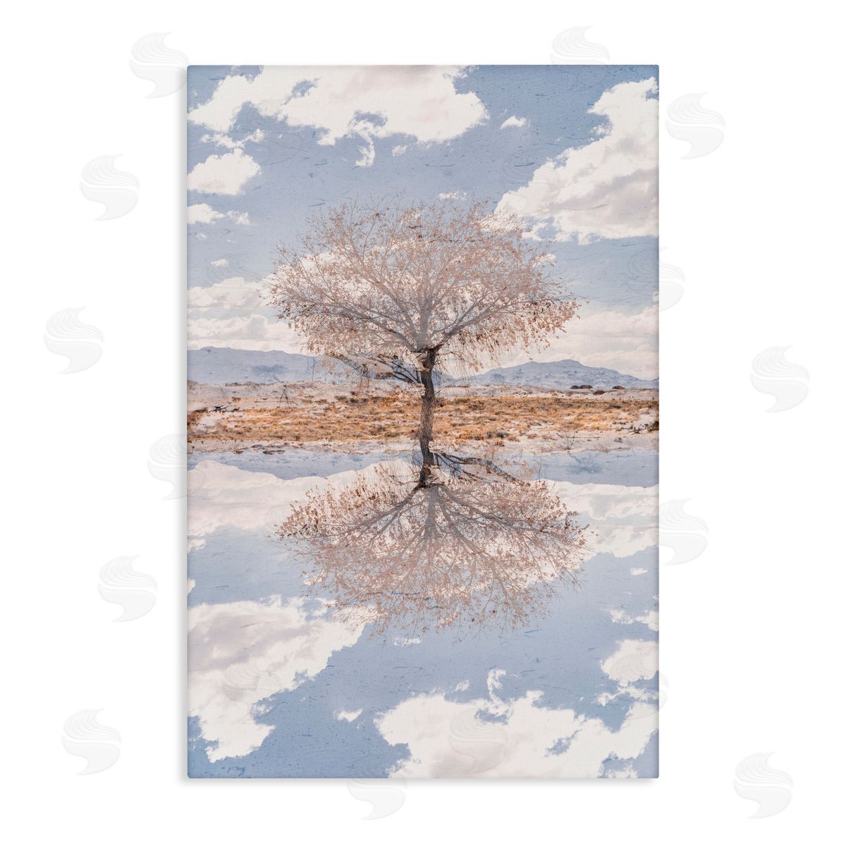 Robin Vandenabeele Lone Tree & Clouds Reflection Canvas Wall Art Print