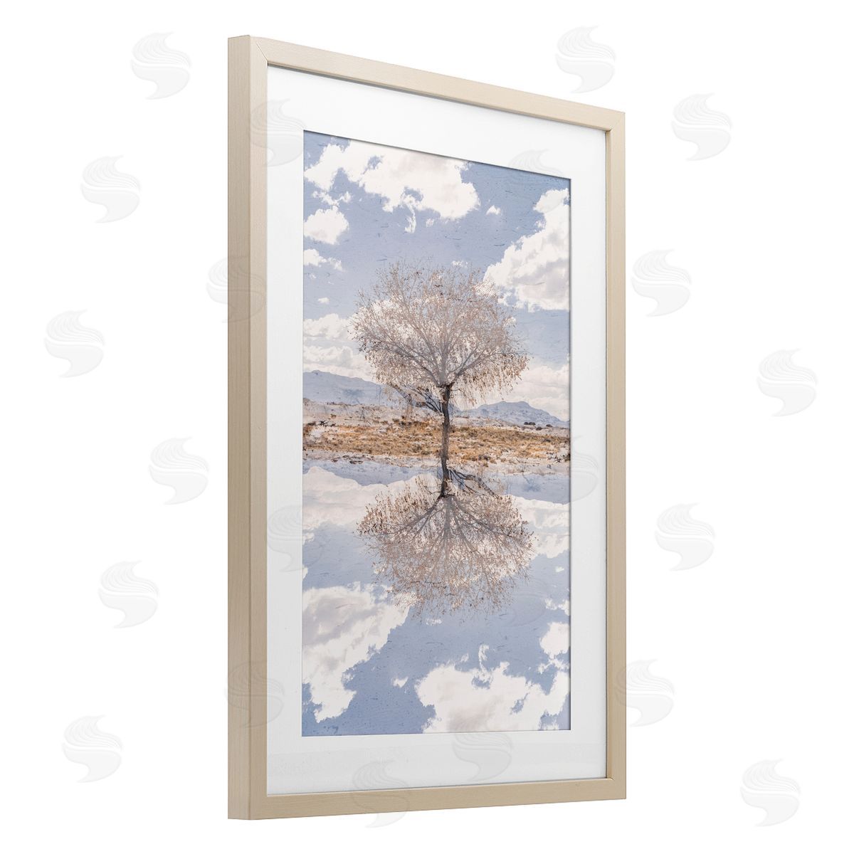 Robin Vandenabeele Lone Tree & Clouds Reflection Canvas Wall Art Print