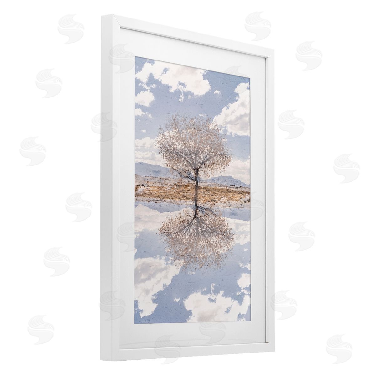 Robin Vandenabeele Lone Tree & Clouds Reflection Canvas Wall Art Print