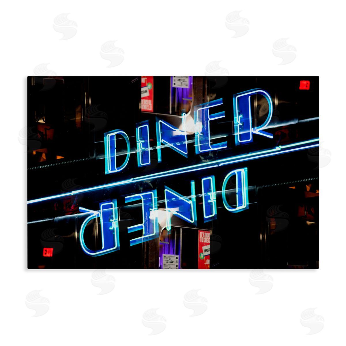 Robin Vandenabeele Neon Diner Sign Reflection Canvas Wall Art Print