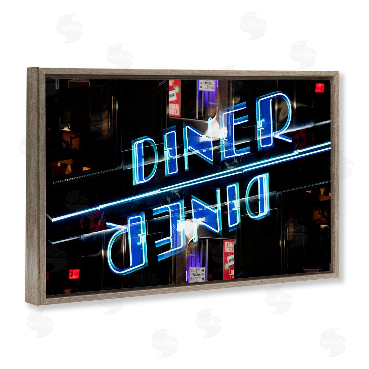 Robin Vandenabeele Neon Diner Sign Reflection Canvas Wall Art Print