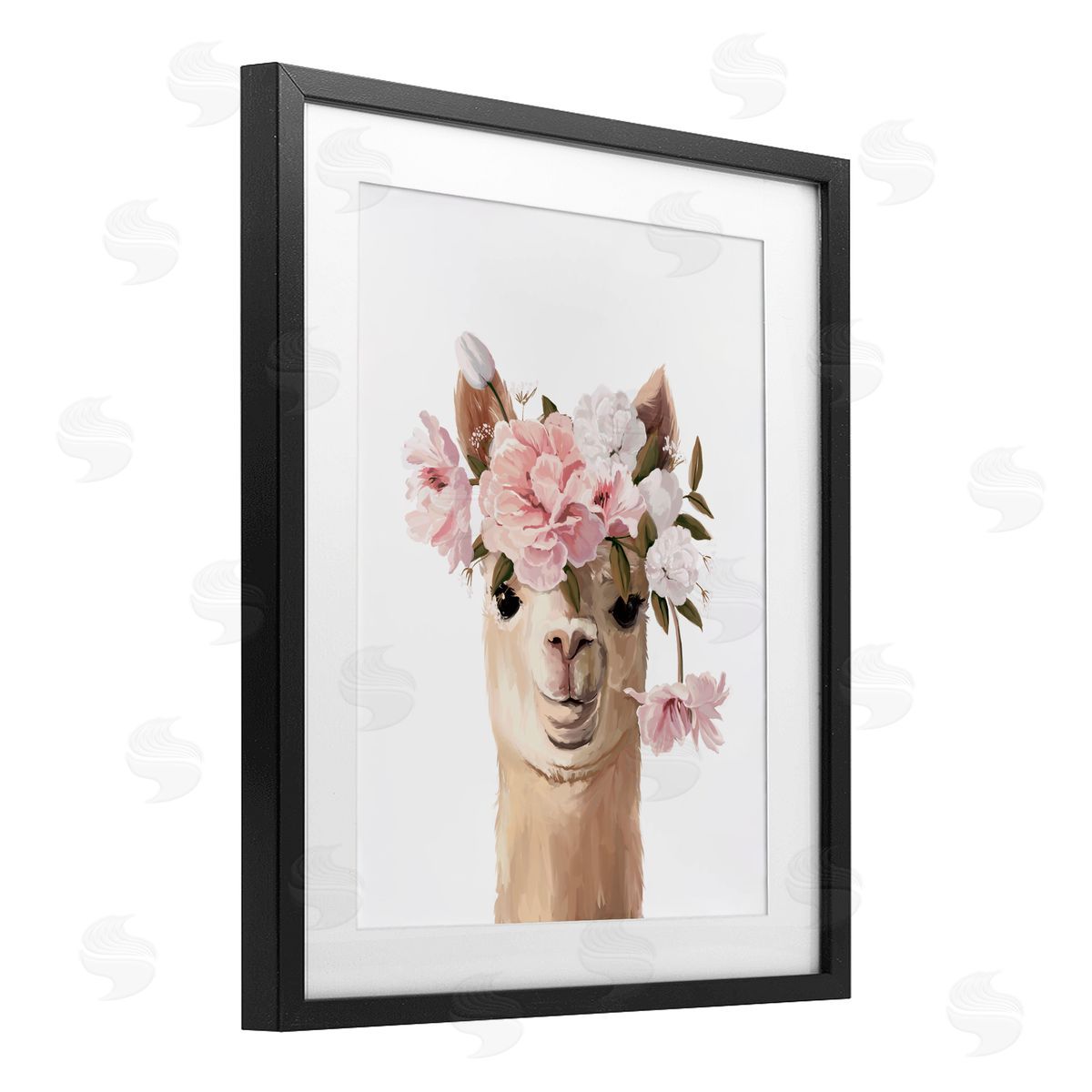 Anna Lischenko Llama with Soft Flowers Canvas Wall Art Print