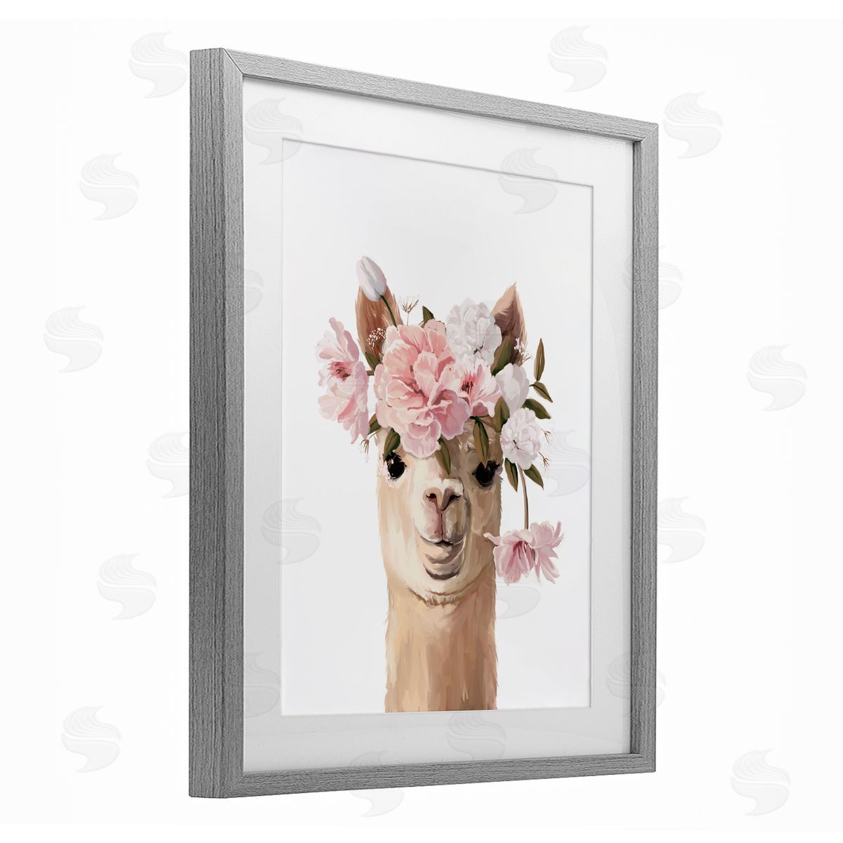 Anna Lischenko Llama with Soft Flowers Canvas Wall Art Print