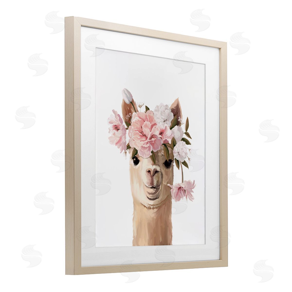 Anna Lischenko Llama with Soft Flowers Canvas Wall Art Print