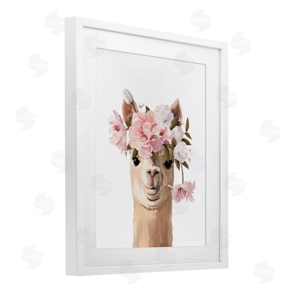 Anna Lischenko Llama with Soft Flowers Canvas Wall Art Print