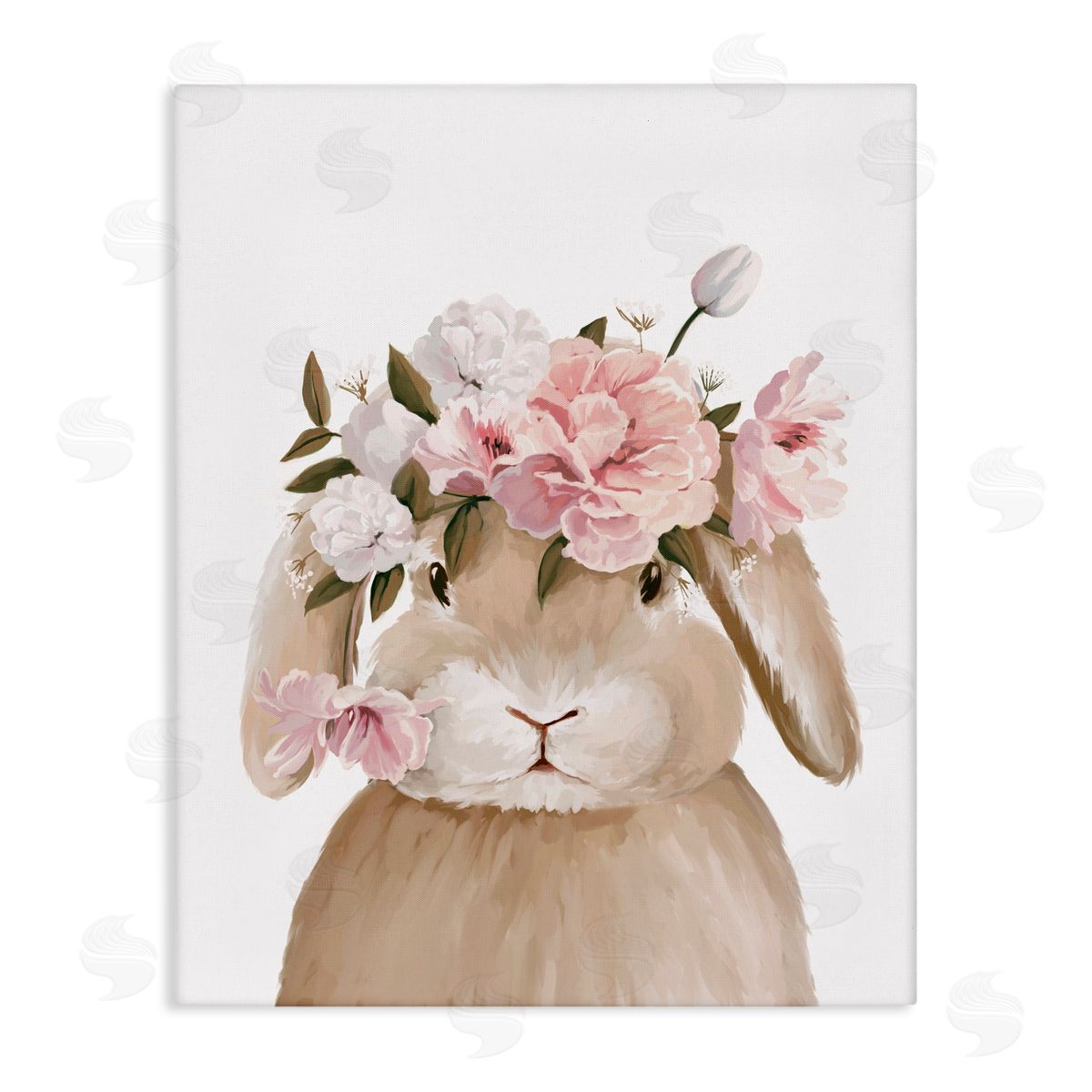Anna Lischenko Soft Bunny & Flowers Canvas Wall Art Print