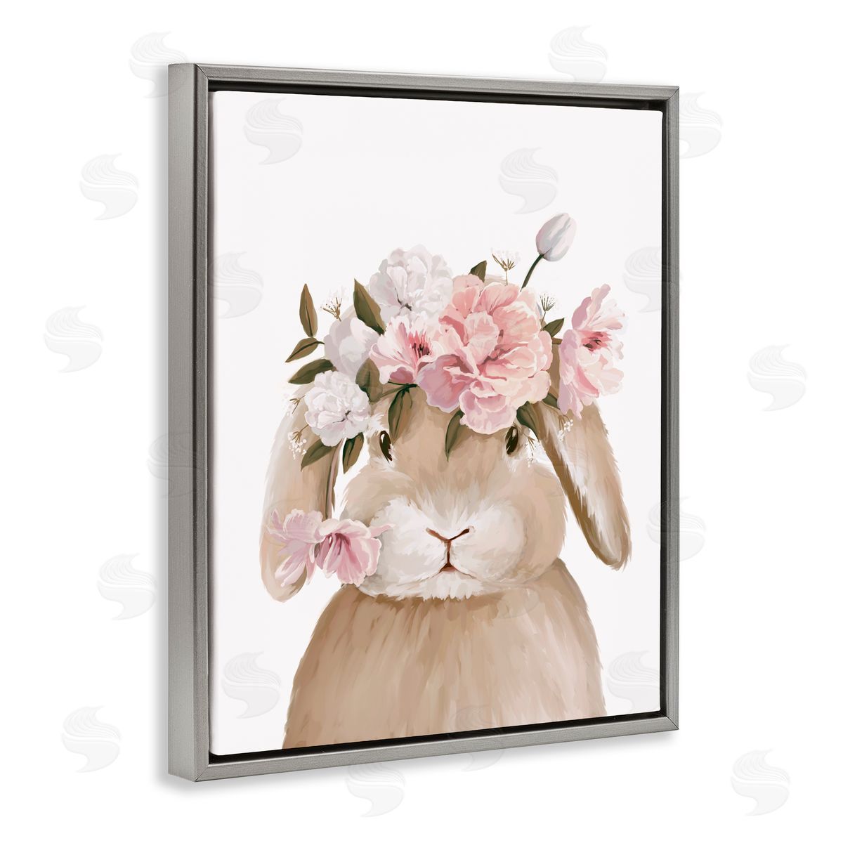 Anna Lischenko Soft Bunny & Flowers Canvas Wall Art Print