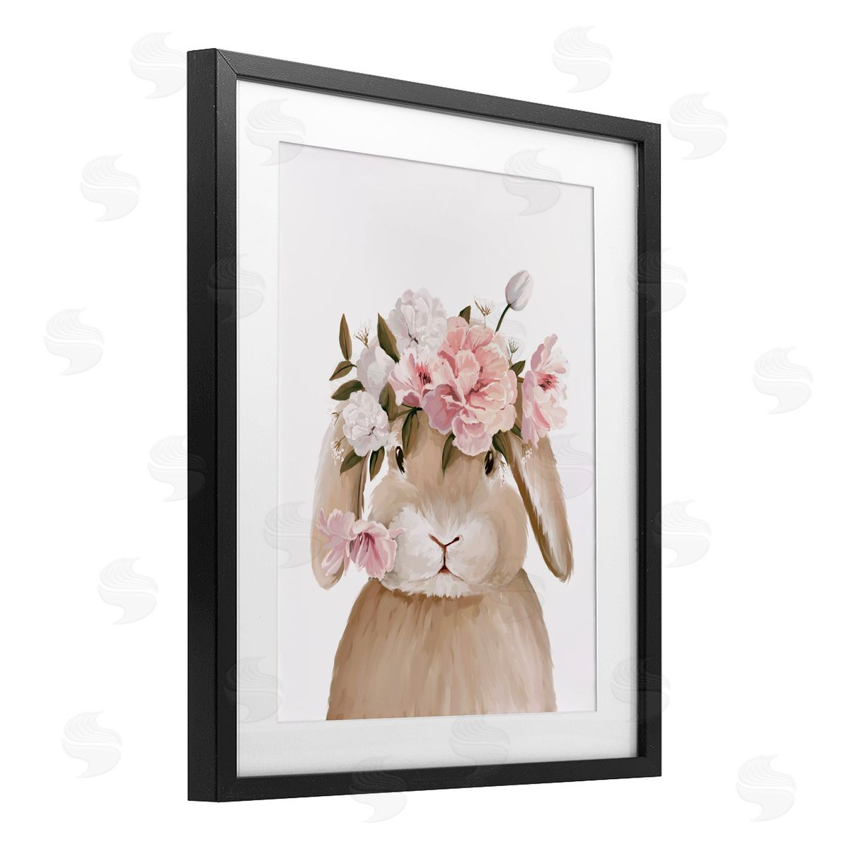 Anna Lischenko Soft Bunny & Flowers Canvas Wall Art Print