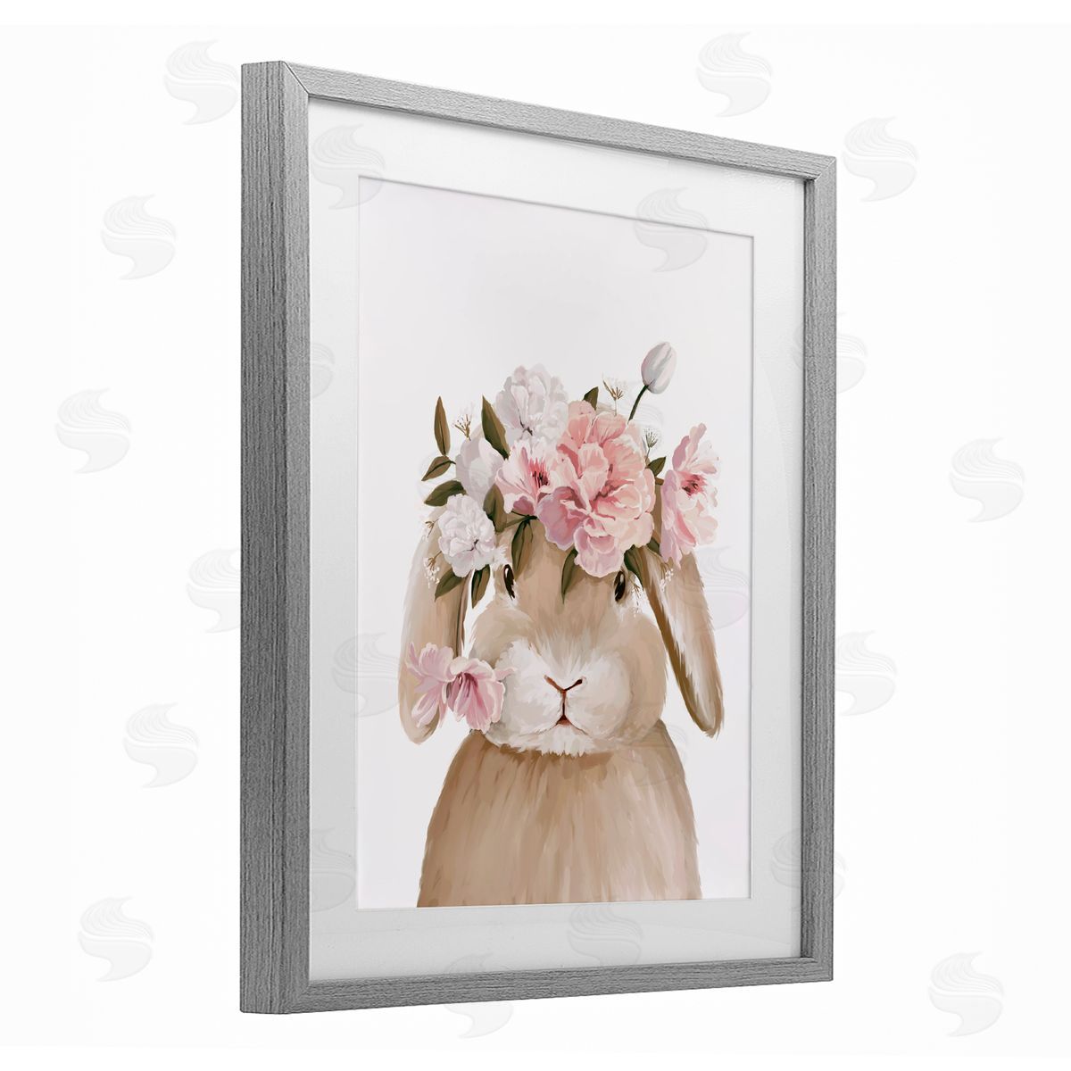Anna Lischenko Soft Bunny & Flowers Canvas Wall Art Print