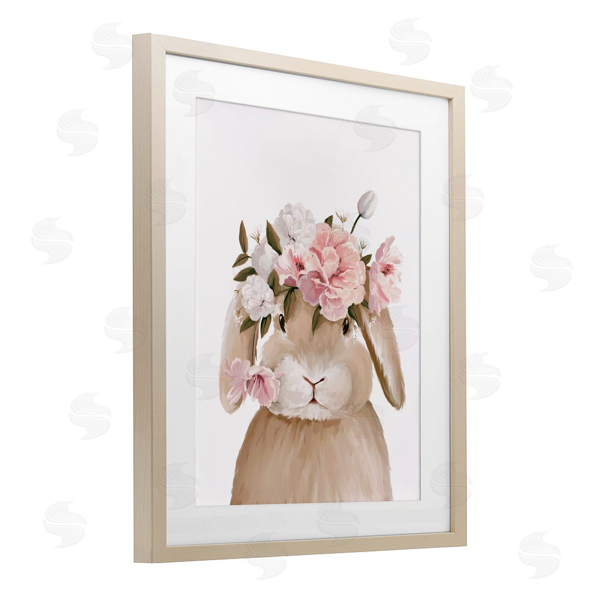 Anna Lischenko Soft Bunny & Flowers Canvas Wall Art Print