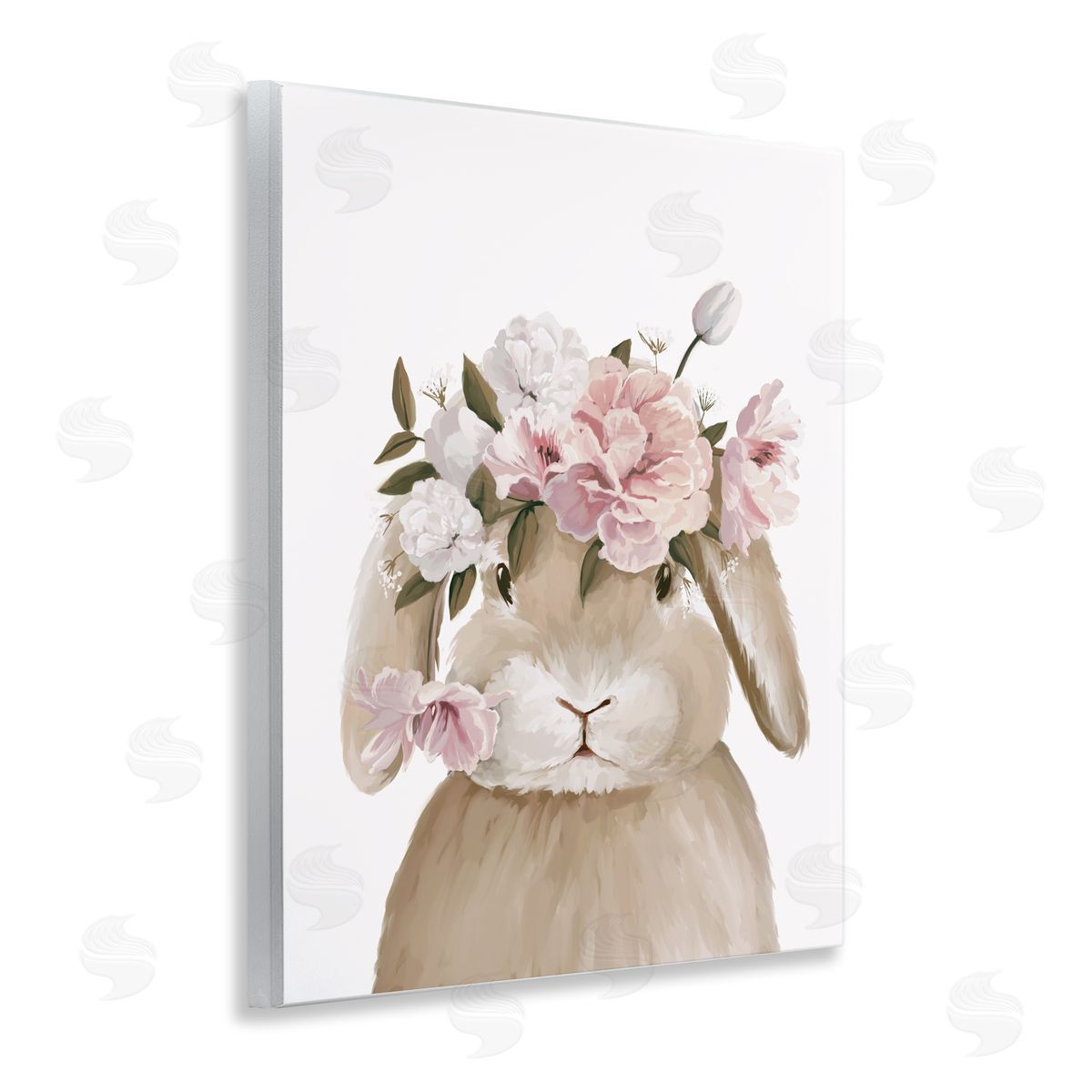 Anna Lischenko Soft Bunny & Flowers Canvas Wall Art Print