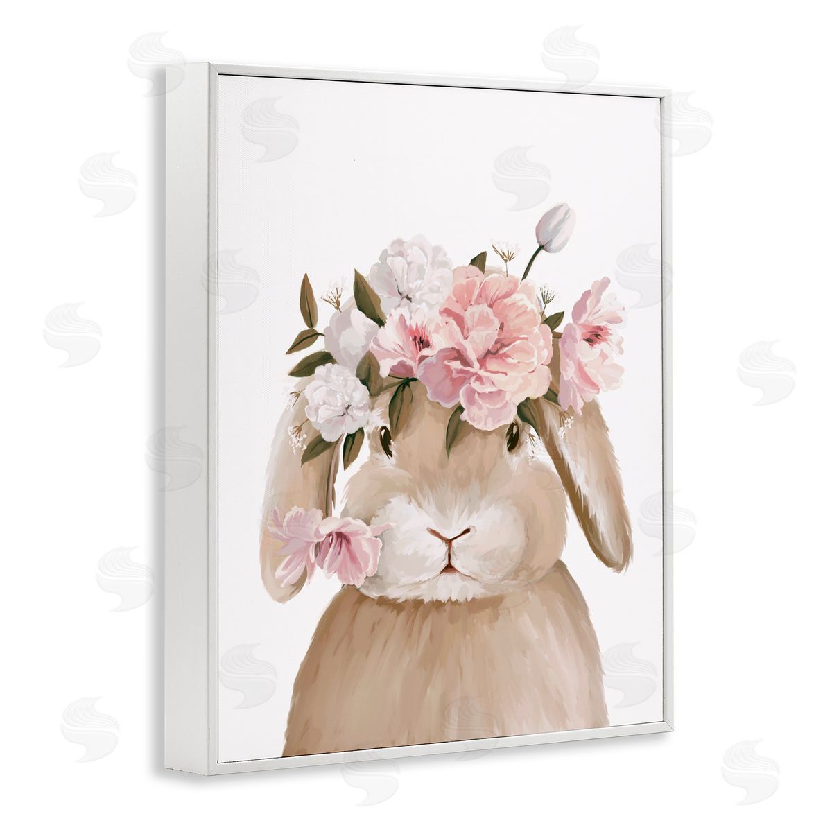 Anna Lischenko Soft Bunny & Flowers Canvas Wall Art Print