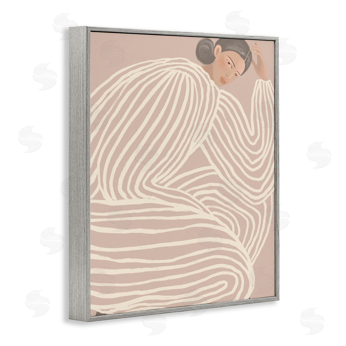 Anna Lischenko Minimalist Lady in Stripes Canvas Wall Art Print