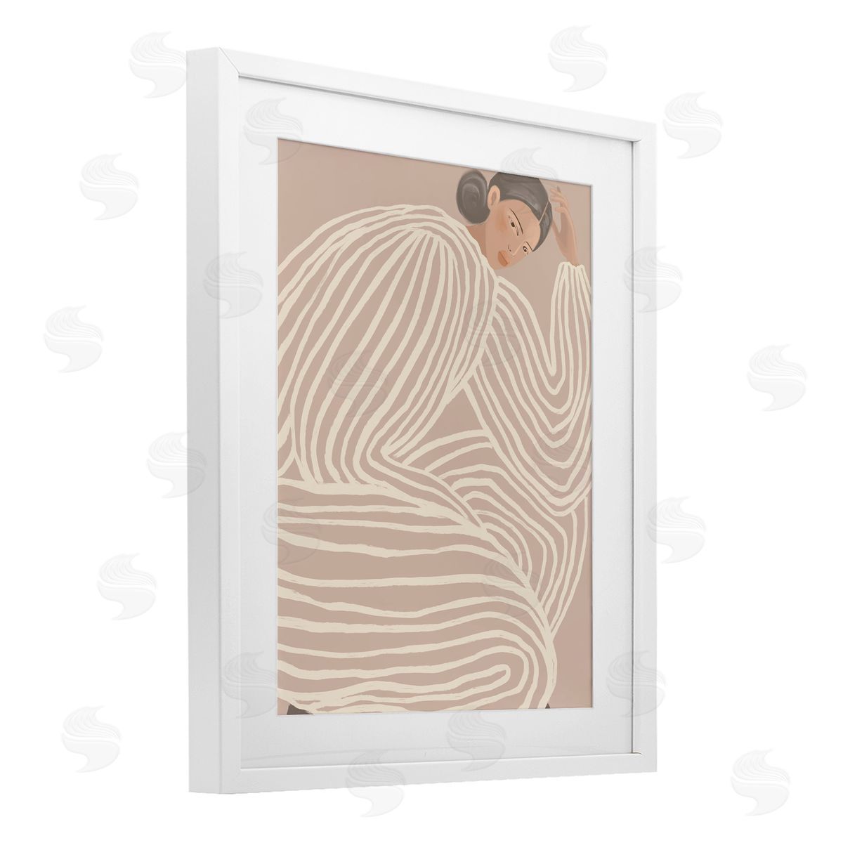 Anna Lischenko Minimalist Lady in Stripes Canvas Wall Art Print