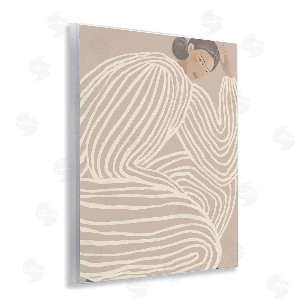 Anna Lischenko Minimalist Lady in Stripes Canvas Wall Art Print