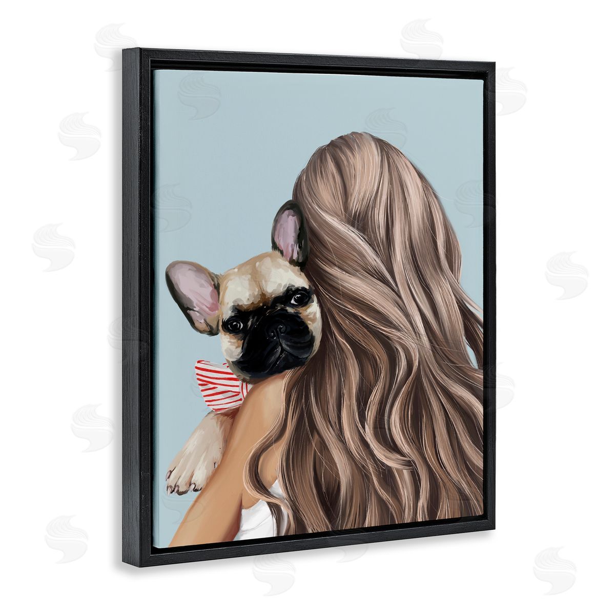 Anna Lischenko Girl with Frenchie Dog Canvas Wall Art Print