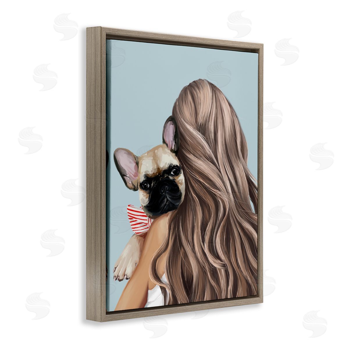 Anna Lischenko Girl with Frenchie Dog Canvas Wall Art Print
