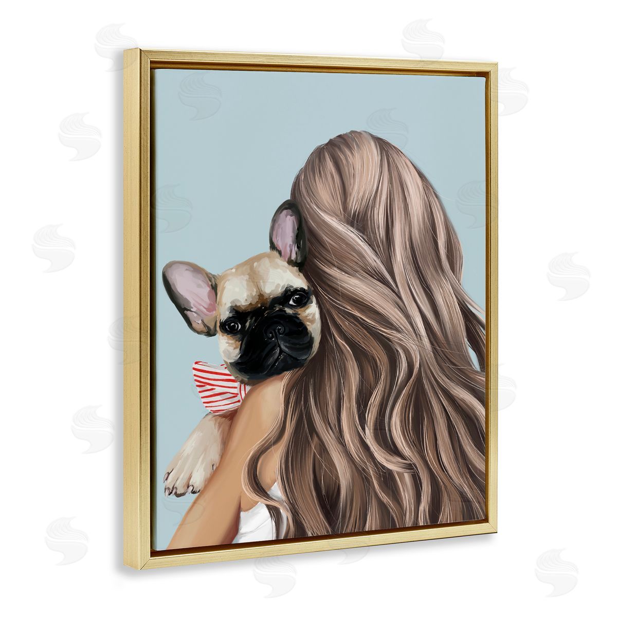 Anna Lischenko Girl with Frenchie Dog Canvas Wall Art Print