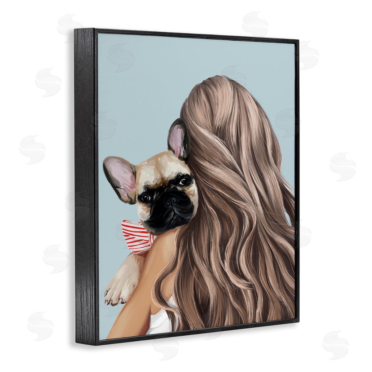Anna Lischenko Girl with Frenchie Dog Canvas Wall Art Print