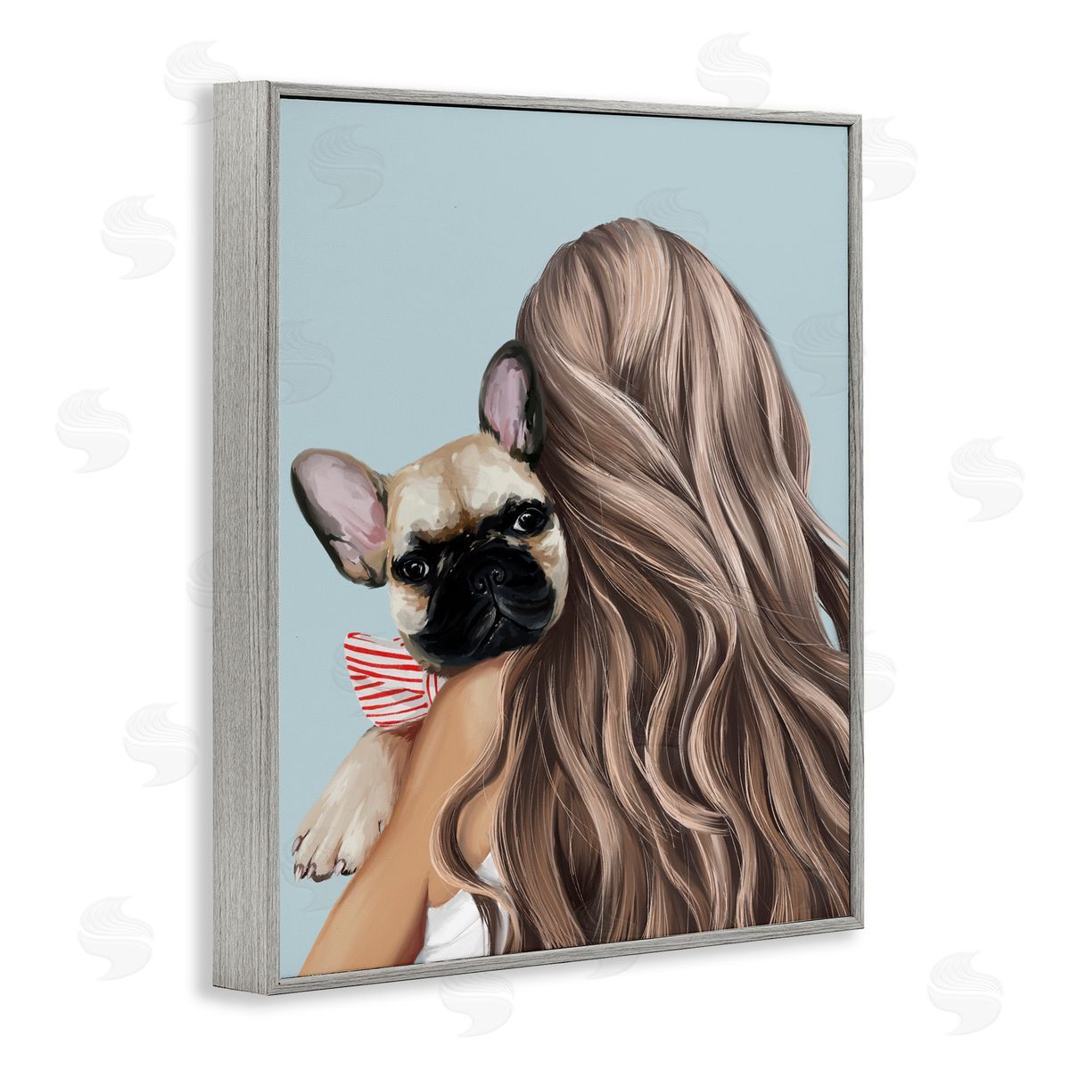 Anna Lischenko Girl with Frenchie Dog Canvas Wall Art Print