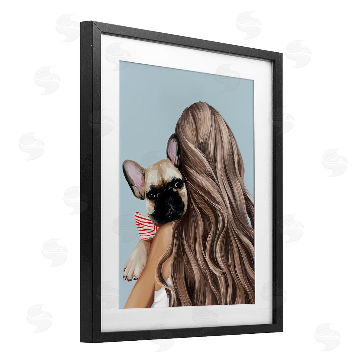 Anna Lischenko Girl with Frenchie Dog Canvas Wall Art Print