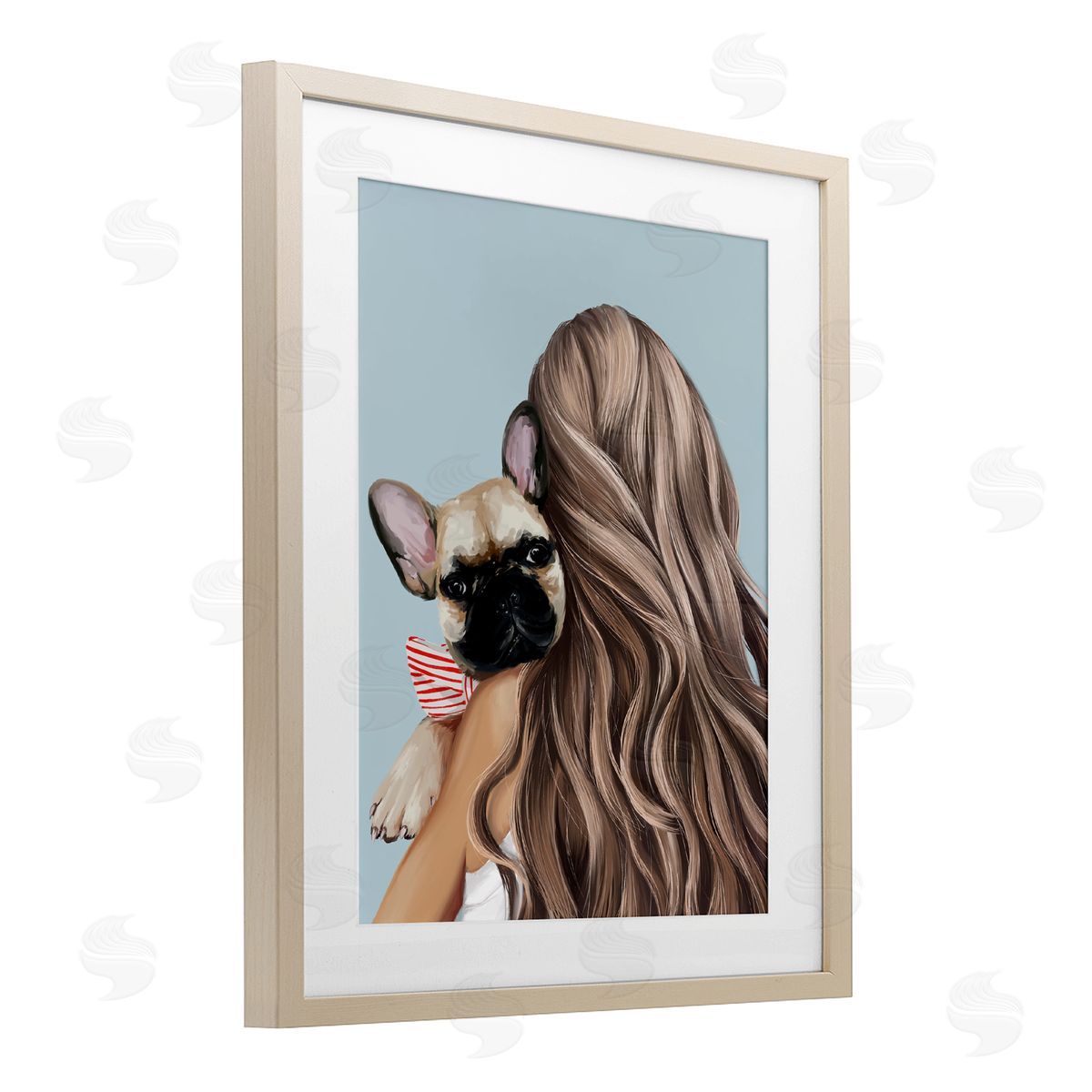 Anna Lischenko Girl with Frenchie Dog Canvas Wall Art Print