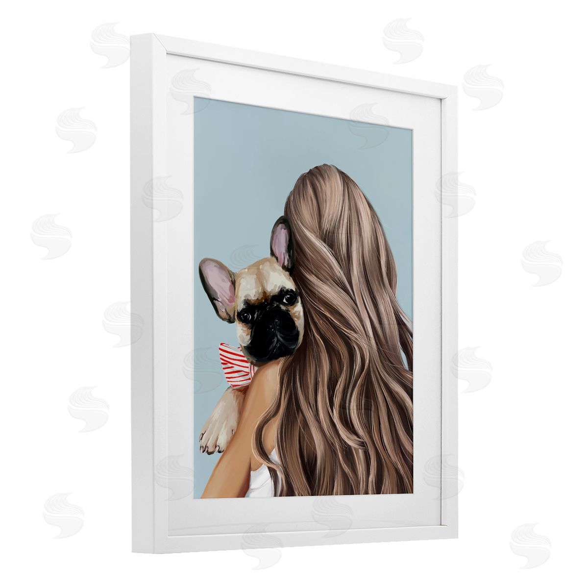 Anna Lischenko Girl with Frenchie Dog Canvas Wall Art Print