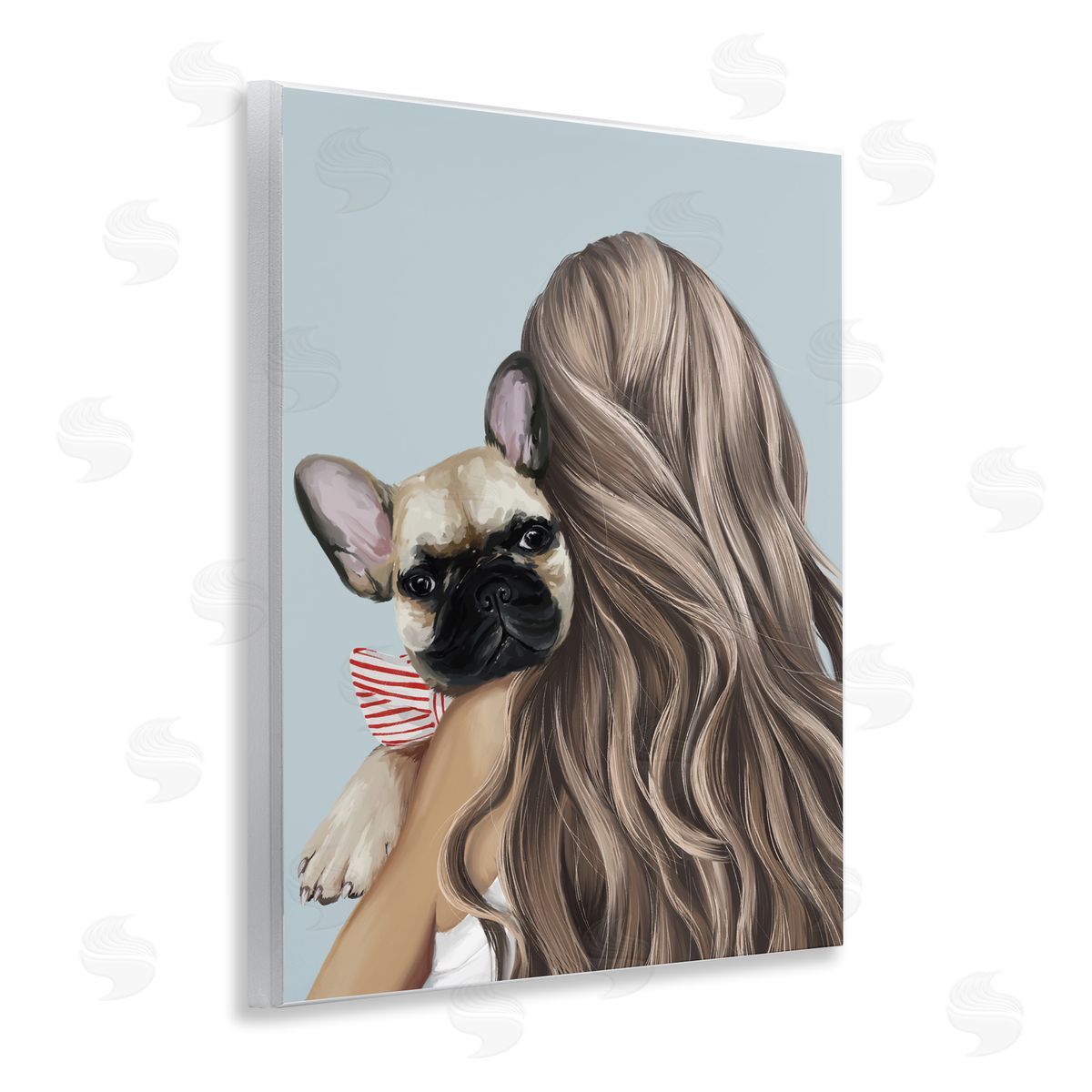 Anna Lischenko Girl with Frenchie Dog Canvas Wall Art Print
