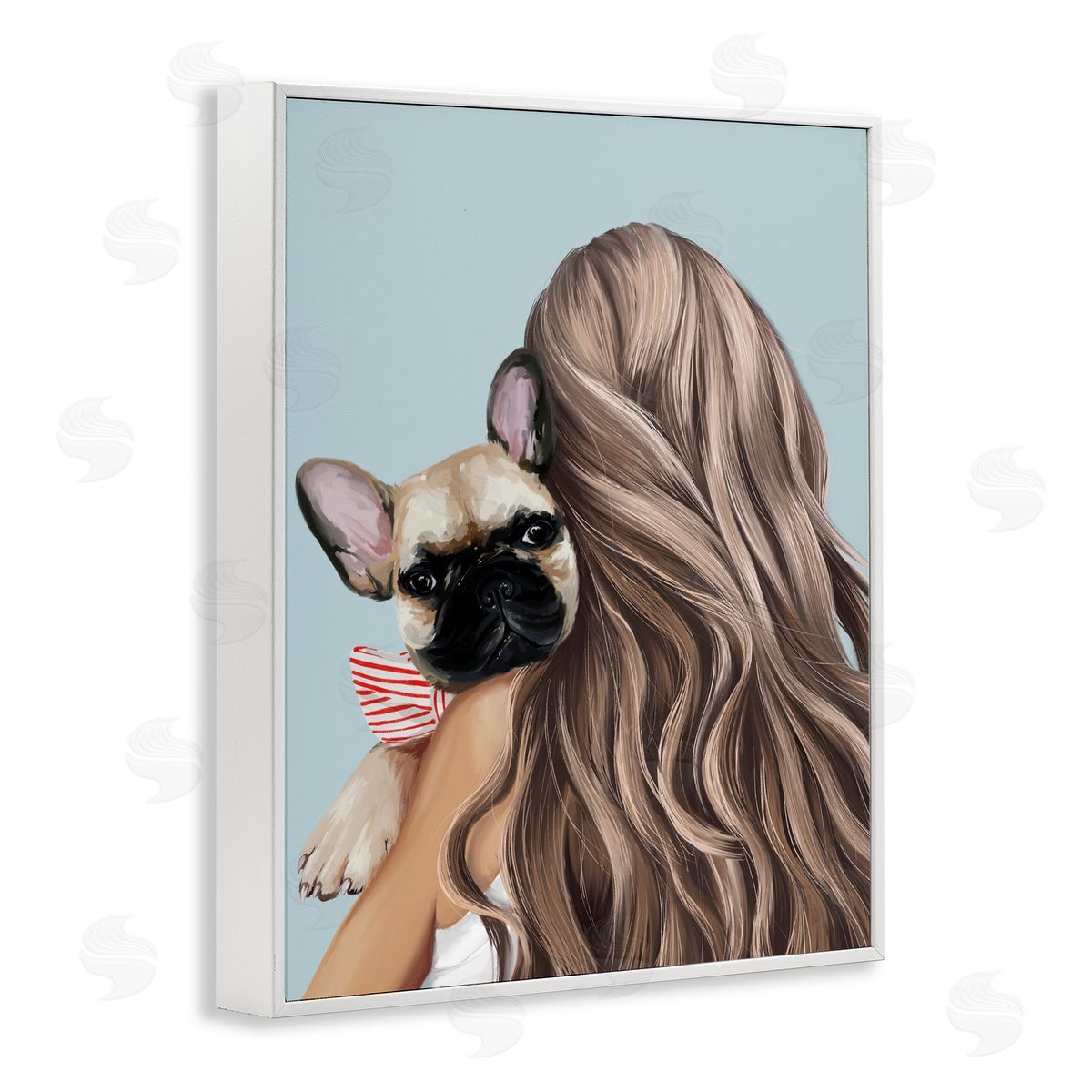 Anna Lischenko Girl with Frenchie Dog Canvas Wall Art Print