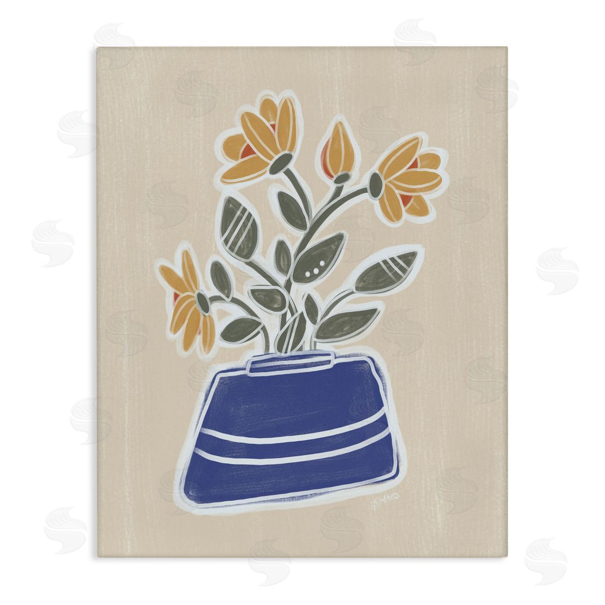 Beki Marquardt April Spring Daisy Vase Canvas Wall Art Print