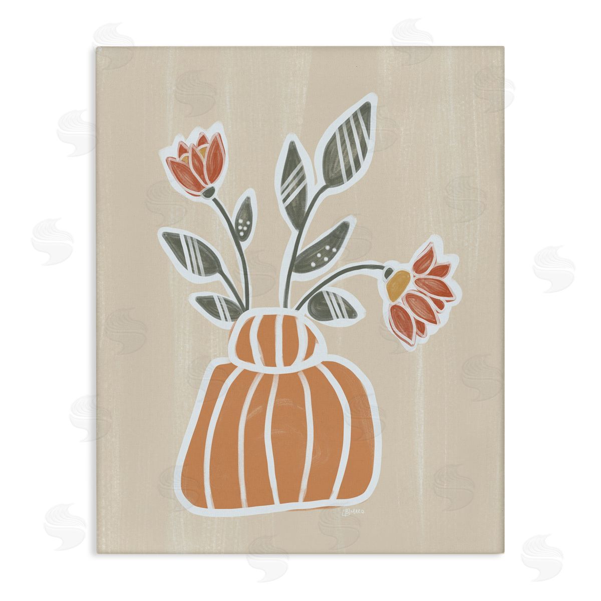 Beki Marquardt Cottage Blooms Asymmetrical Vase Canvas Wall Art Print
