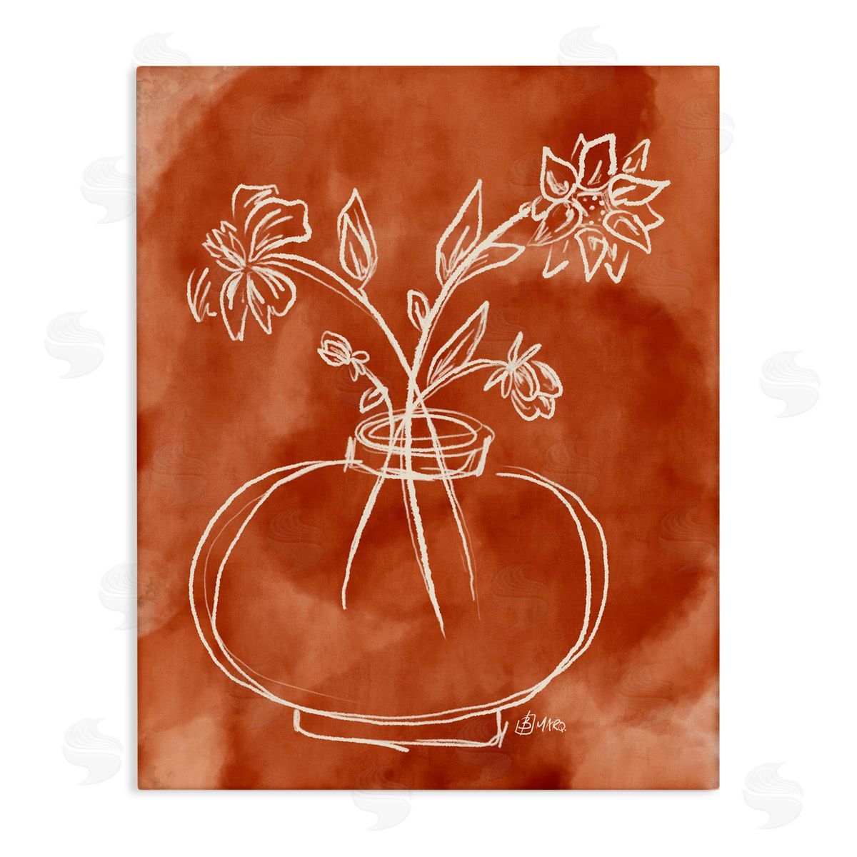 Beki Marquardt Ember Tone Minimal Flowers Canvas Wall Art Print