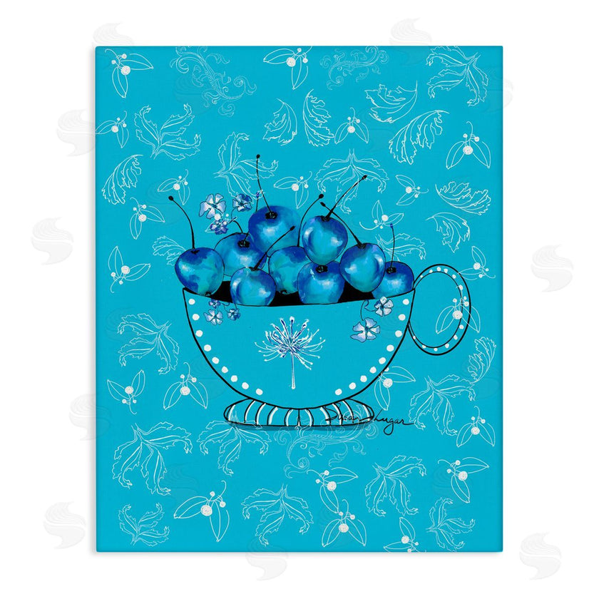 Susan Lugar | Blue Cherries Teacup on Florals