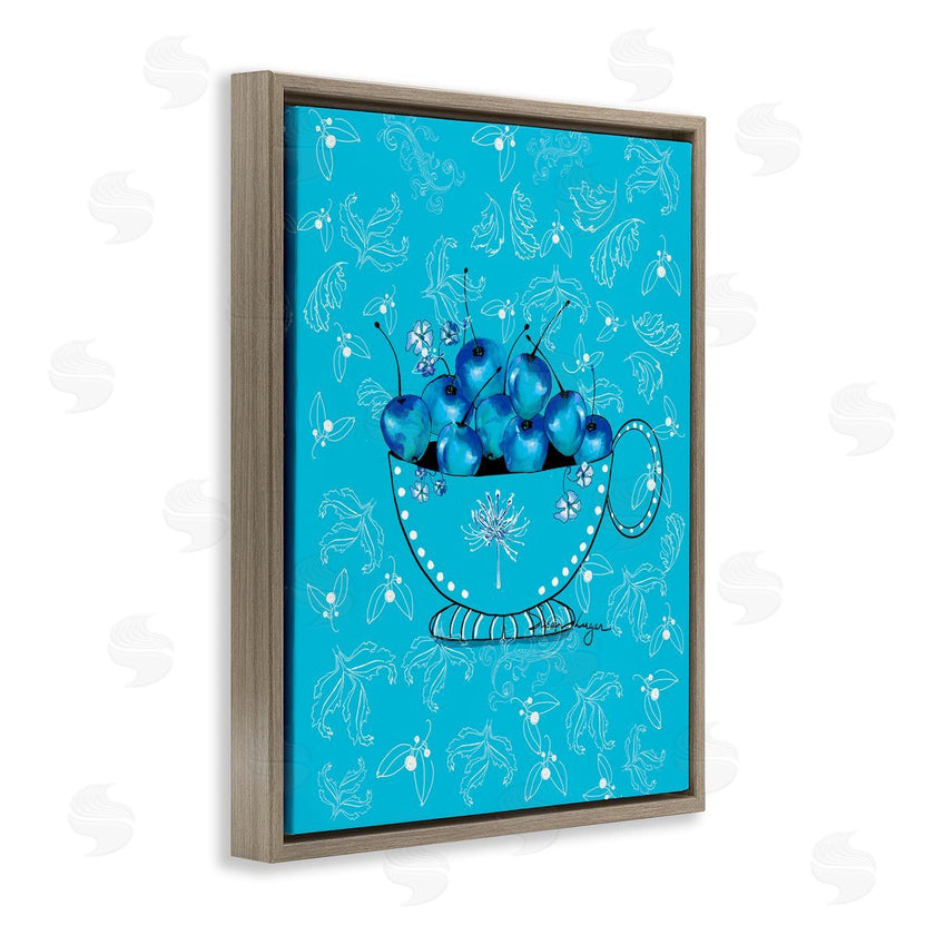 Susan Lugar | Blue Cherries Teacup on Florals