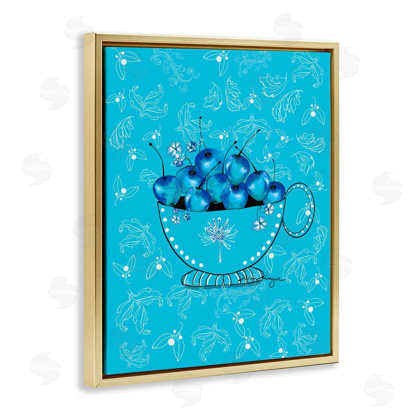 Susan Lugar | Blue Cherries Teacup on Florals
